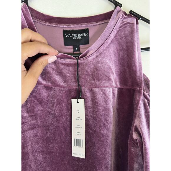Walter Baker Purple Velvet Cold Shoulder Tie Top Size Small NWT - Picture 3 of 5